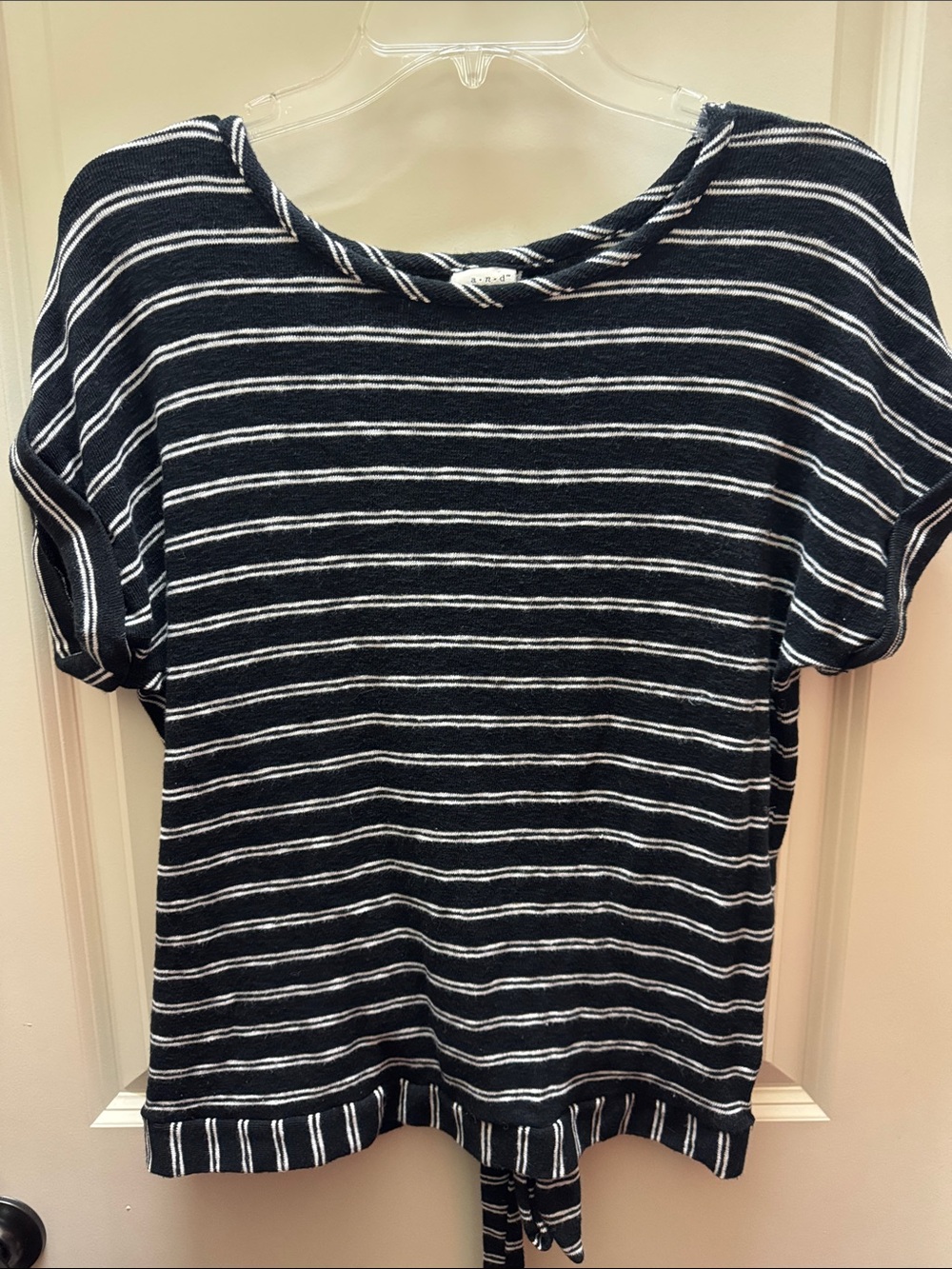 a new day Black & White Striped Tie-Back Short Sleeve Top
